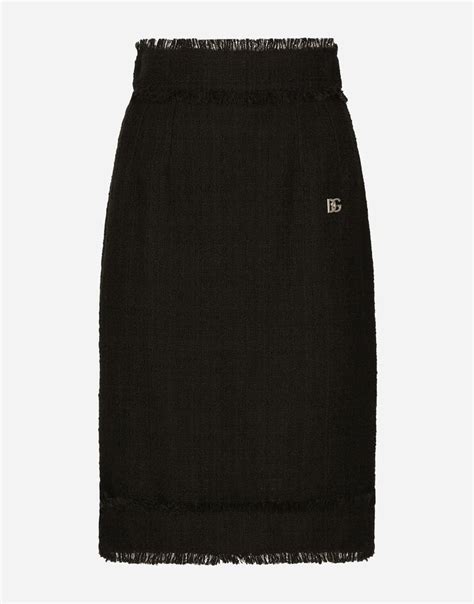 Tweed midi skirt with DG logo 